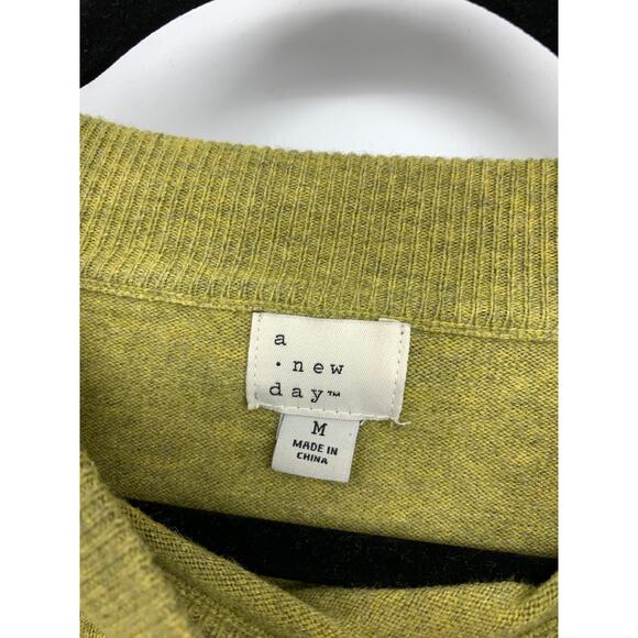A New Day Sweater Womens Size Medium Heathered Green Crew Neck Long Sleeve - Picture 3 of 5